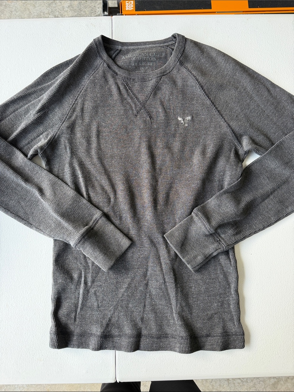 American Eagle Outfitters Men’s Gray Waffle Long-Sleeve Sweater